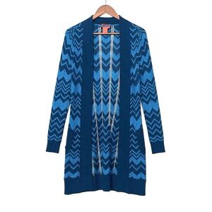 Missoni X Target Blue Chevron Longline Open Front Cardigan Duster Size S